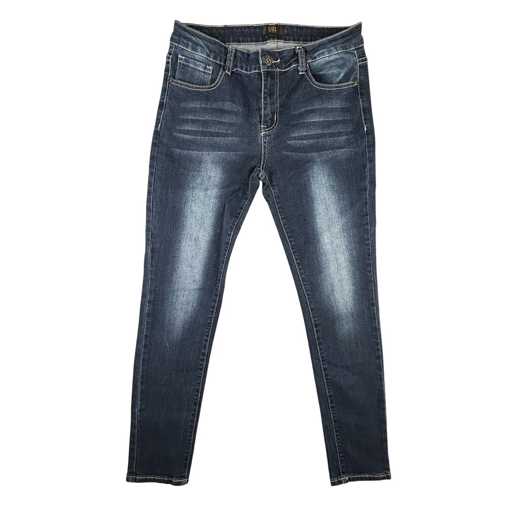 L&B Skinny Jeans Womens 10 Blue Stretch Denim Slim Fit Faded Western Style